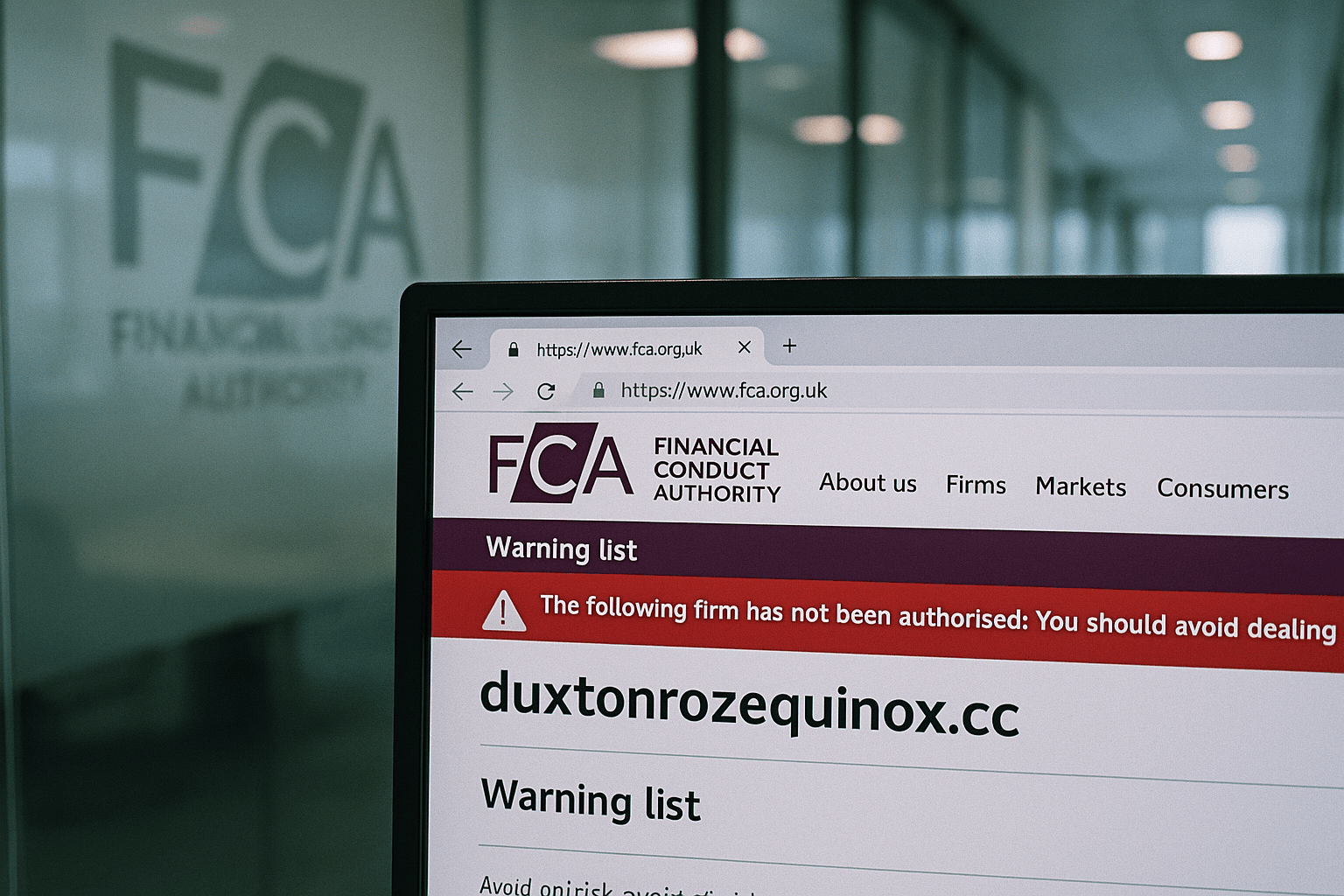 FCA warns on unauthorised firm behind duxtonrozequinox.cc